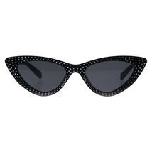 Damen Skinny Katzenauge Sonnenbrille Silber Gepunktet Bling Mode UV 400 - £8.76 GBP
