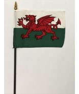 New Wales Mini Desk Flag - Black Wood Stick Gold Top 4” X 6” - $5.00