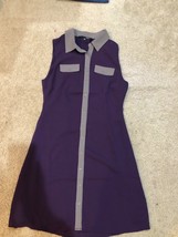 Sugar Lips White Deep Purple Gray Shirt Button down Sleeveless Dress Size Small - £9.63 GBP