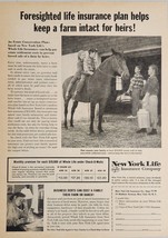 1959 Print Ad New York Life Insurance Co. Boy &amp; Girl on Horse Farm Parents - £16.26 GBP