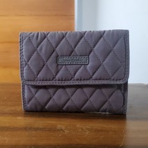 Vera Bradley NEW Wallet Grey Quilted Fabric Diamond Cash Coin Pockets Card Holde - £24.65 GBP