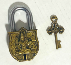 Authentic Antique Style Hindu Lord Shiva / Mahadev Brass Padlock With Key - £53.27 GBP