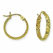 14K Solid Yellow Gold Diamond-Cut Hoop Earrings 3mm x 15 mm 20 mm 25mm 30 mm - $201.60+