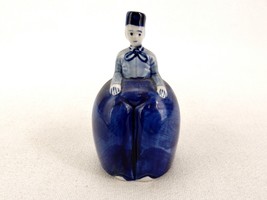 Delft Porcelain Hand Bell, Dutch Lady Wearing Wide Dress, Hand Painted, Holland - £11.55 GBP