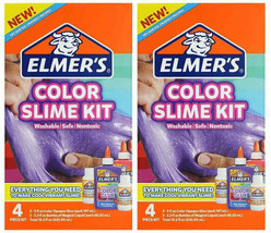 Lot 2X Elmer&#39;s Color Slime Kit Multi-Colored 4 Piece kit Pink Purple Kids Gift - £6.14 GBP