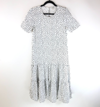 Fashion Jackson The Drop Shift Dress Ruffle Tiered Polka Dot White Black XS - £15.13 GBP