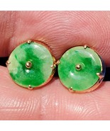 Earth mined Green Jadeite Jade Antique Deco Earrings Victorian Studs 18k... - €5.703,58 EUR