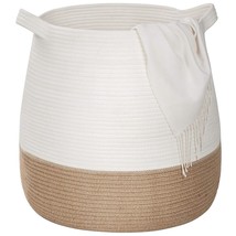 Large 17 X 17 Inches Decorative Woven Cotton Rope Blanket Basket For Living Room - £49.01 GBP
