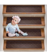 Carpet Stair Treads Brown 8&quot; x 30&quot; Set of 15 Non-Slip Polyester Fiber - $32.09