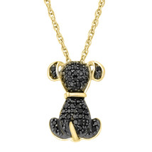 1/5 Ct Black Simulated Diamond Dog Pendant 14K Yellow Gold Over Sterling Silver - £33.51 GBP