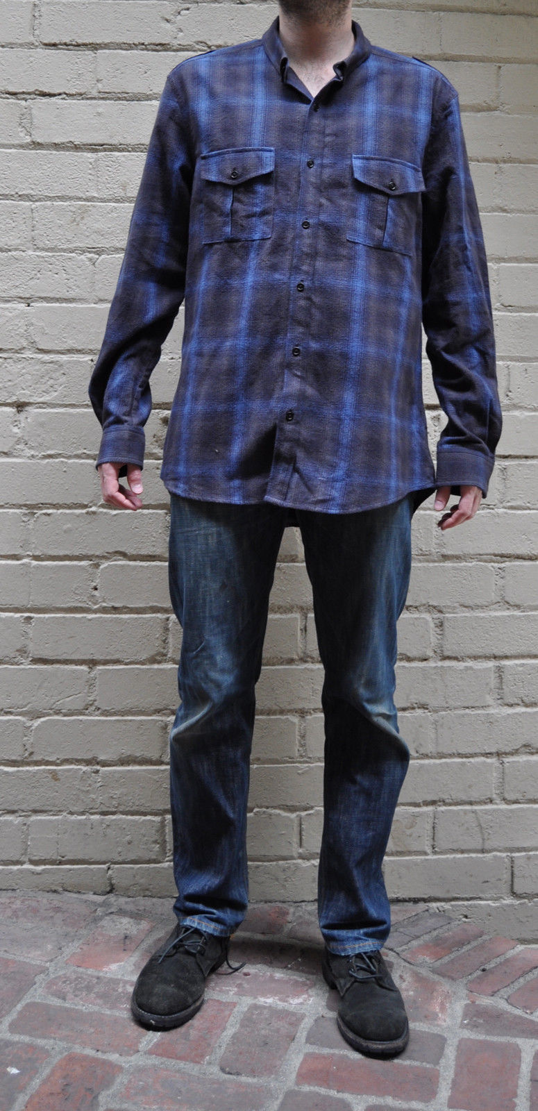 Idol Radec Blue Grey Plaid LS Button Flannel Shirt XL X-Large Item image 2