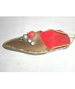 JAMECO METAL PRODUCTS Shoe Slipper Pin Cushion Ornament W Gems Rhinestones - £14.93 GBP