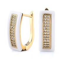 New U Shape Crystal Stud Earrings for Women Ear Jewelry Black White Real Natural - £15.67 GBP