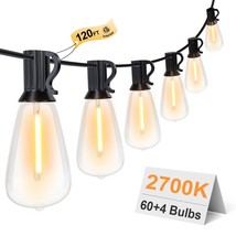 120Ft Outdoor String Lights, Waterproof Patio Lights With 64 Hanging Lig... - $62.99