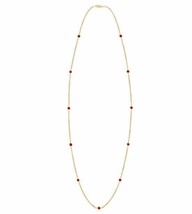 3mm Round Cut Bezel Set Ruby Station Necklace in 14K Rose Gold Plated Silver - £169.21 GBP