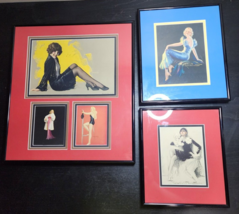 Three Framed Artworks 1930s Flapper Pinup Girls Real Lithographs Beautiful - £88.49 GBP