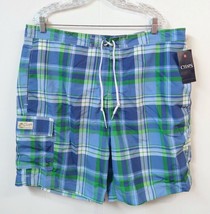 Chaps NWT ($50) Mens XXL Blue Green White Plaid Swim Suit Trunks Bathing Suit - £22.11 GBP