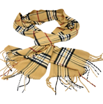 Cashmink Camel Black Plaid Print Scarf Fringed Eco V Fraas Germany Nova ... - £15.94 GBP