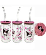 Kuromi Sanrio Hello Kitty Glass Tumbler Cup 16oz Pink Design - $16.82