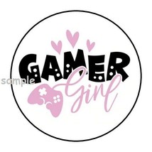 30 GAMER GIRL ENVELOPE SEALS LABELS STICKERS 1.5&quot; ROUND VIDEO GAME PARTY... - £5.91 GBP