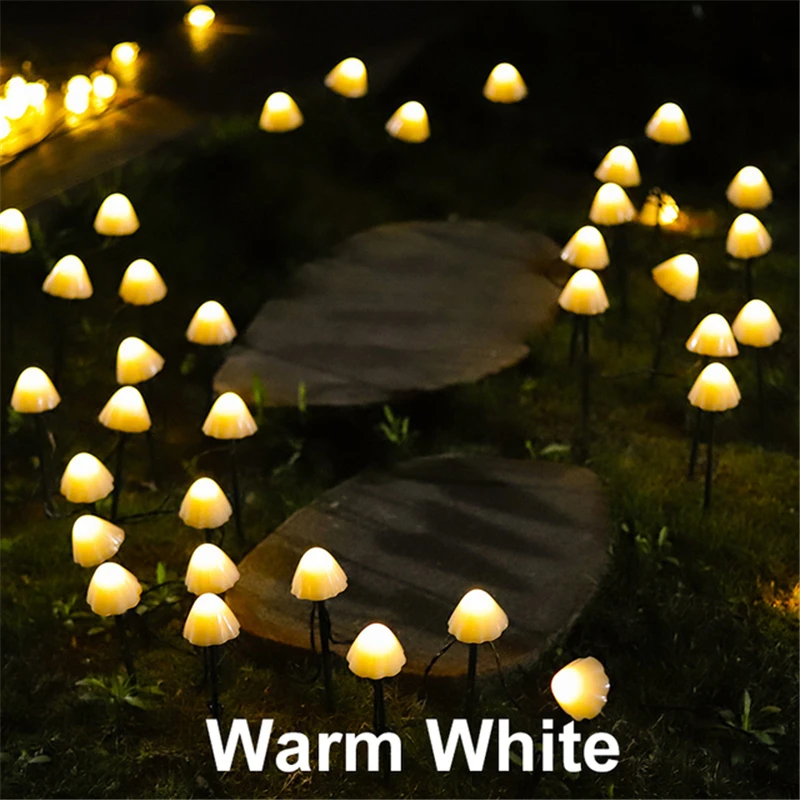 Solar LED String Light Garden Decoration 8 Modes Mushroom Lights Waterproof Outd - £57.85 GBP