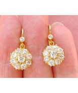 ANTIQUE VICTORIAN 2.12 ctw MINE DIAMOND CLUSTER DANGLE COCKTAIL EARRINGS... - €3.927,03 EUR