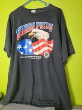 Vintage Y2K Shirt Union Pride Boilermakers Bald Eagle American Flag 2XL Black  - £39.99 GBP