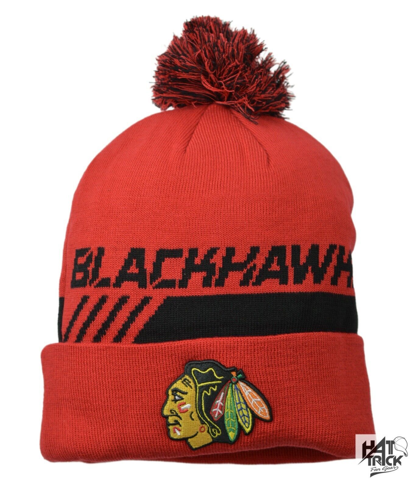 Chicago Blackhawks NHL Pro Team Locker Room Knit Beanie Winter Hat with Pom