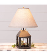 Colonial Lantern Metal Electric Accent Lamp with Ivory Linen Shade - £94.12 GBP
