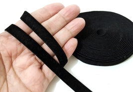 3/8&quot; / 10mm width 5-50 yds Black Stretch Elastic Velvet Ribbon WS37 - $6.99+