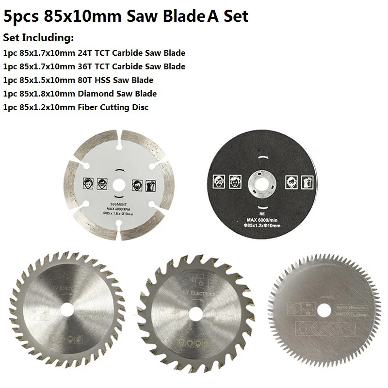 XCAN Circular Saw blade 5pcs Diameter 85mm Carbide Tipped Saw Blade Kit TCT   Cu - £164.52 GBP