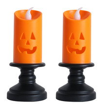 2Pcs Halloween Led Light Candle Colorful Pumpkin Table Decoration Home Party - £11.06 GBP