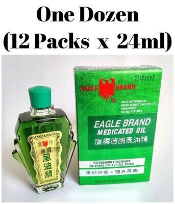 Primary image for 12 Packs Eagle Brand Medicated Oil 24ml Aches Backache Bruise Sprain 十二瓶装鹰标德国风油精