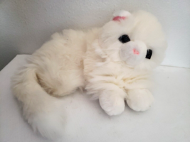 Chosun White Cat Plush Stuffed Animal Long White Hair Blue Eyes Laying Down - $24.73