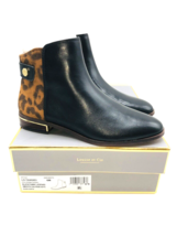 Louise et Cie Oxford Lo-Tangie Leather Boots- Black / Leopard , US 6M - $49.49