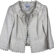 Worth Linen Wool Cotton Blend  Blazer Jacket w/ Gold Metallic Flecks Rhinestone - £37.02 GBP