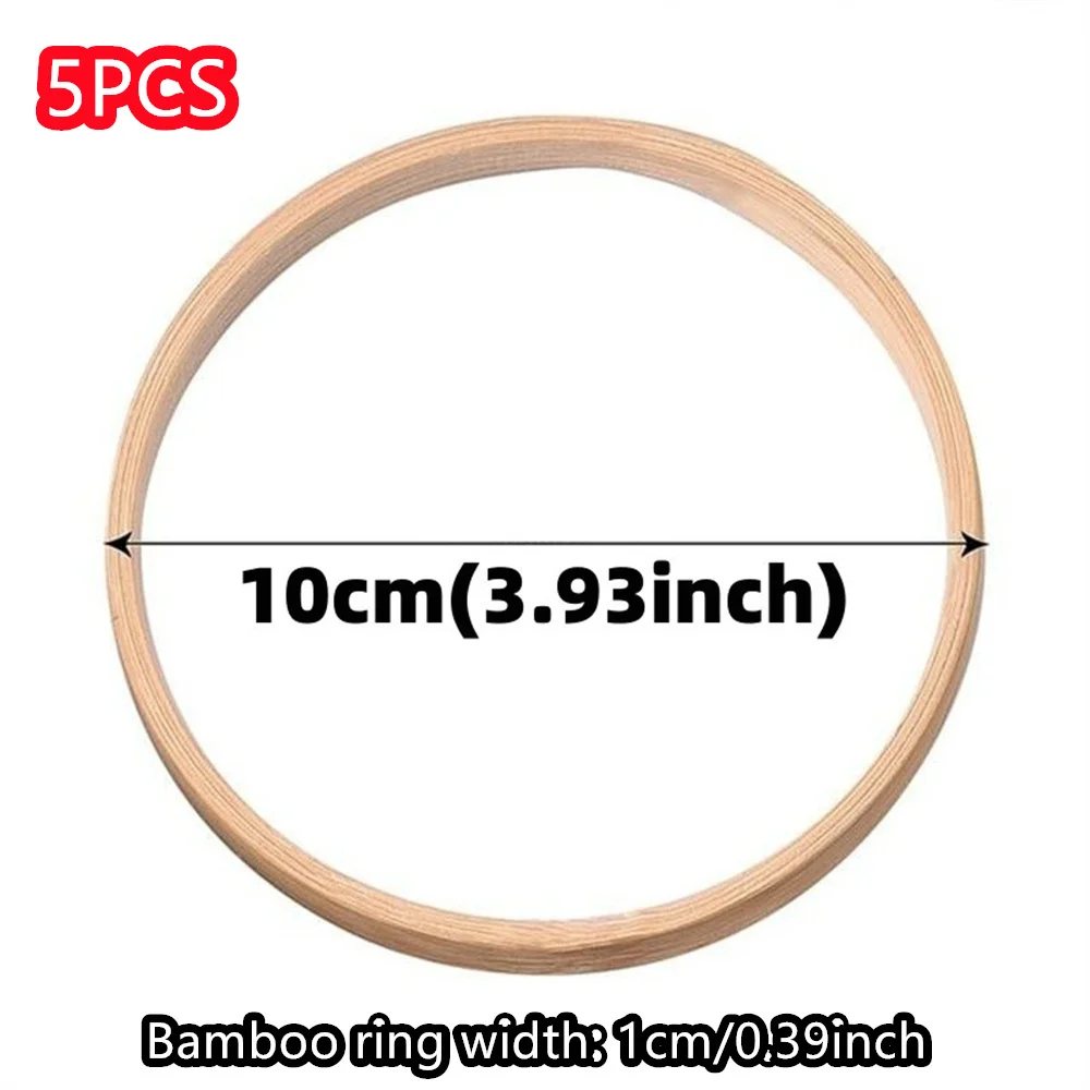 5Pcs Ring Round Wooden Bamboo Hoop Frame DIY Wreath Decorative Circle -1... - $12.09 CAD