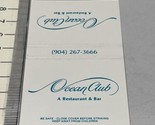 Vintage Matchbook Cover Ocean Club A Resta&amp; Bar  Destin, FL  gmg. Unstruck - $12.38