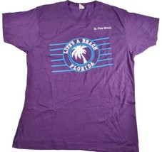 80s USA Made Single Stitch Teeshirt XL life&#39;s a beach florida St. Pete B... - $22.46