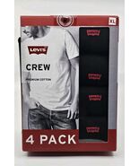Levis Men&#39;s Size XL 4 Pack Black Crew Neck Premium Cotton Logo T Shirt S... - $44.61 CAD