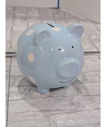 Blue Piggy Bank with White Polka Dots Pearhead Brand Large Ceramic 7&quot; x 8&quot; - $34.17 CAD
