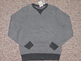 Daniel Cremieux Sz S Merino Wool Sweater Charcoal Gray Chevron Crew Neck... - $27.71