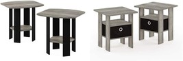 Furinno Simple Design End Table, 2-Pack, French Oak Grey/Black, French Oak Grey - £81.52 GBP