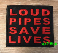 LOUD PIPES SAVE LIVES PATCH chopper motorcycle biker vest patch embroidered - £4.78 GBP
