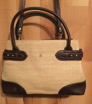 Vintage Etienne Aigner Woven Handbag Jute ManMade Trim Brown Tan 13”x8.5”x4” - £17.01 GBP