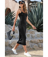 Black Spaghetti Straps Bodycon Midi Dress - $10.57