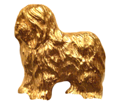 Old English Sheepdog Lapel Pin Beautiful Quality Vtg Gold Plated Dog Lover - £27.36 GBP