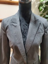 Banana Republic Women Gray Striped Cotton Long Sleeve Single Breasted Blazer 8 - £46.28 GBP