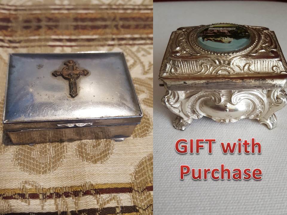 Jewelry Box Small 2 ½” x 1”  Pewter Trinket Box - Vintage Trinket Box wi... - $50.00