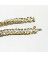 10Ct Heavy Simulated Diamond Tennis Bracelet 14K Yellow Gold Plated Silver - £152.93 GBP